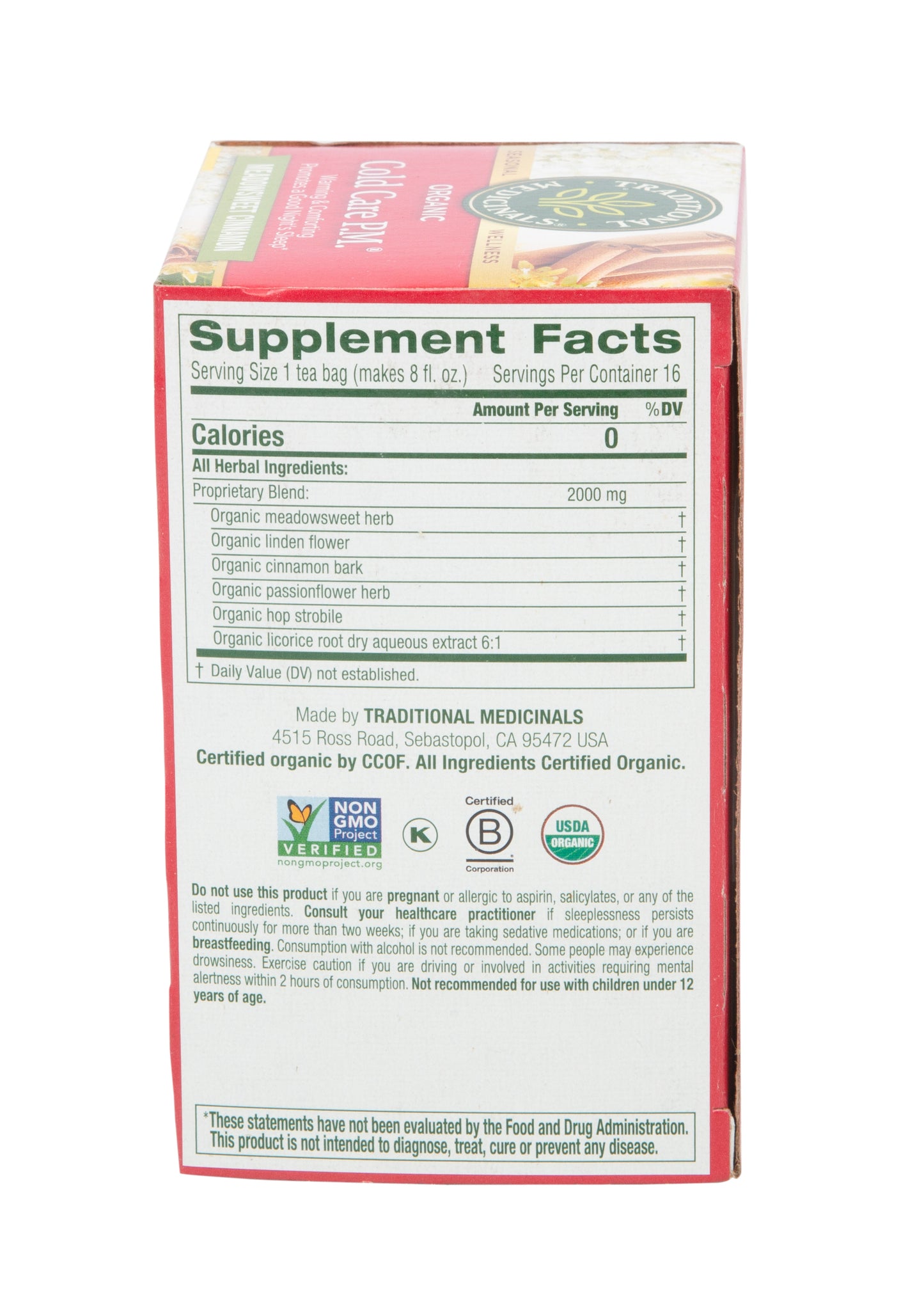 Cold Care P.M. Tea, Meadowsweet Cinnamon, Organic