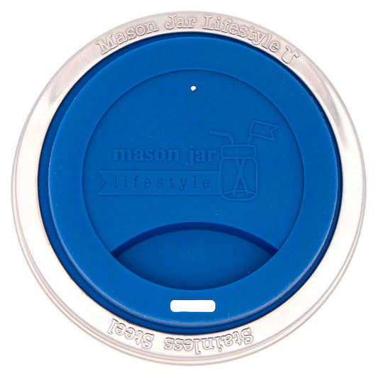 Silicone Drinking Lid with Stainless Steel Band Wide Mouth
