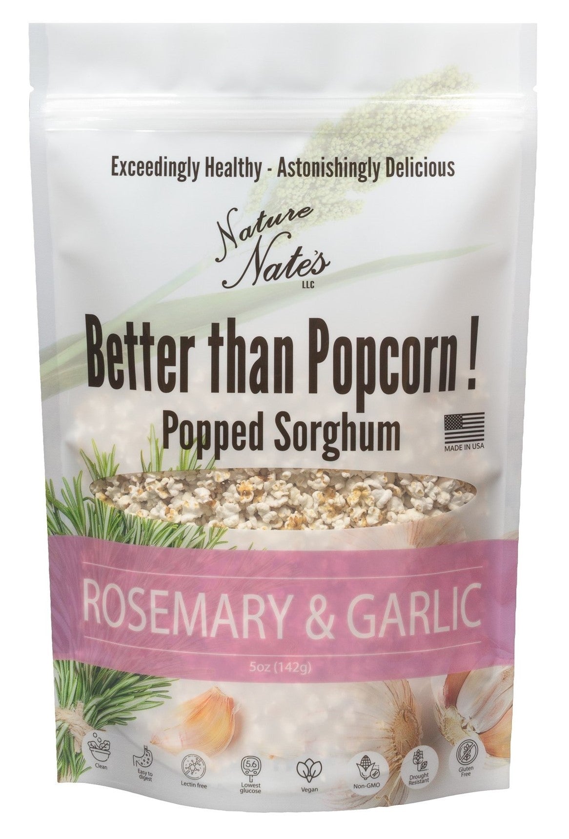 Popped Sorghum, Rosemary and Garlic