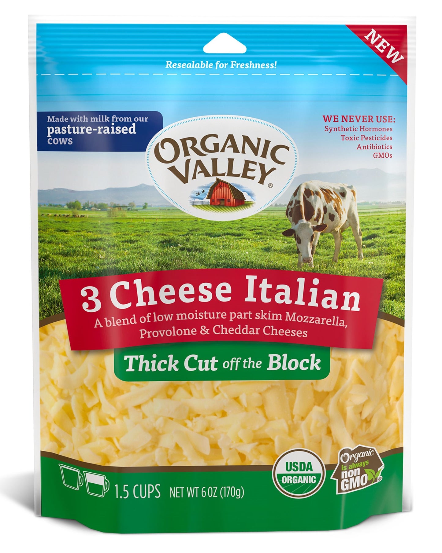 Italian Blend Cheese, Thick Shredded, Organic