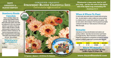 Strawberry Blonde Calendula Seed, Organic