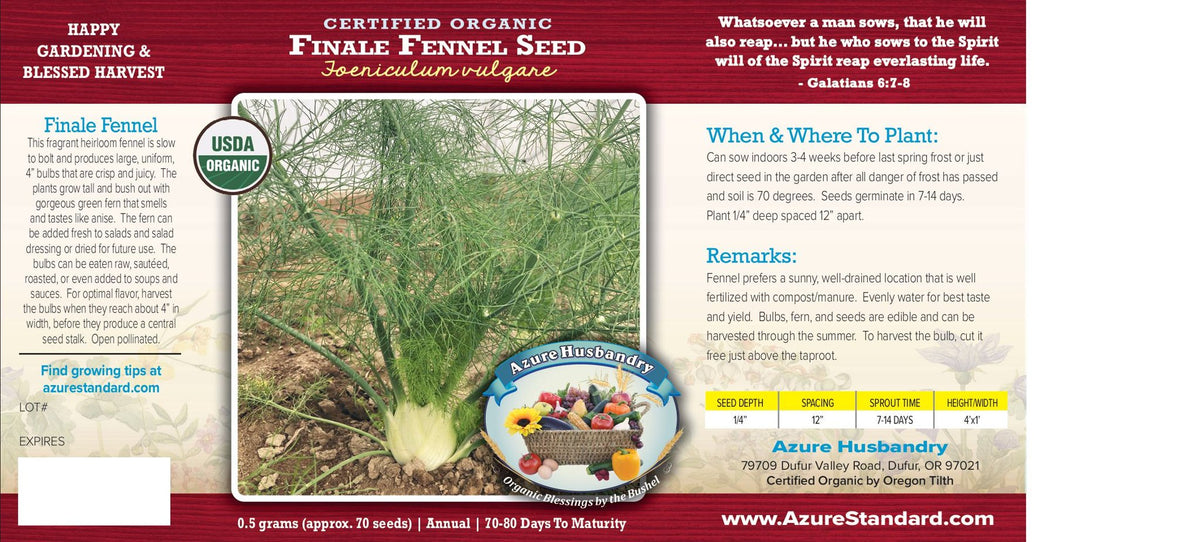 Finale Fennel Seed, Organic