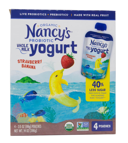 Yogurt Pouch, Whole Milk, Strawberry Banana, Organic