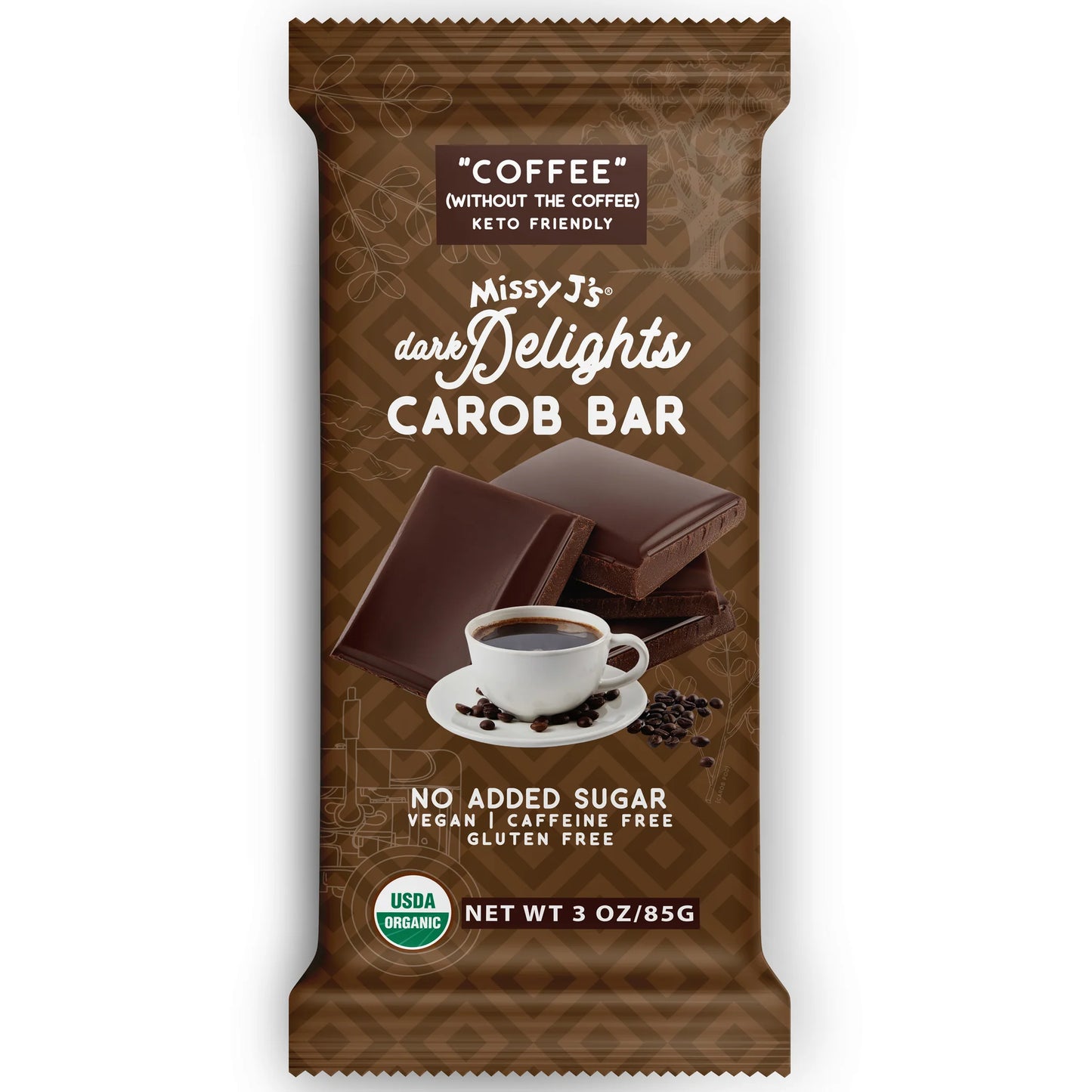 Dark Delight Carob Candy Bar, Coffee, Organic