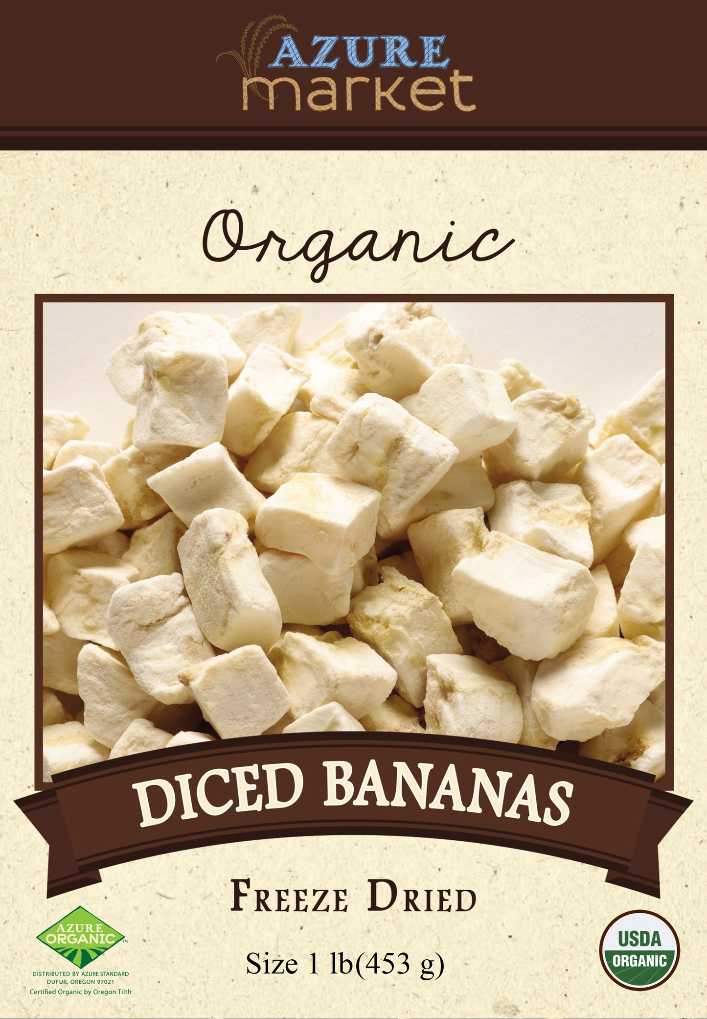 Bananas, Diced, Freeze Dried, Organic