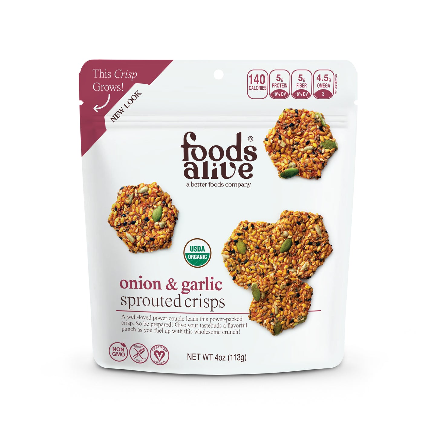 Crisp Crackers, Onion & Garlic, Organic