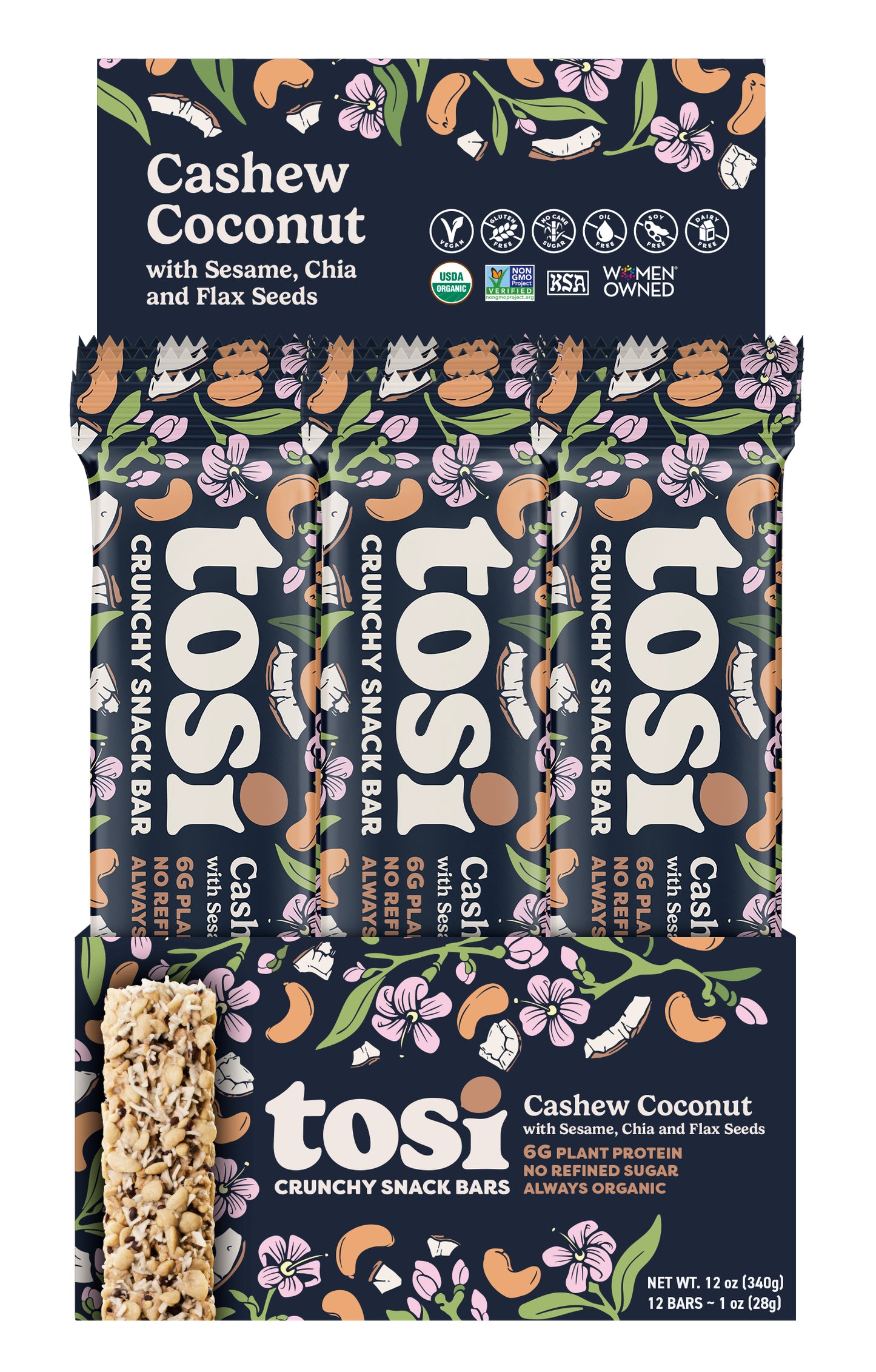 Crunchy Snack Bar, Cashew Coconut, Organic