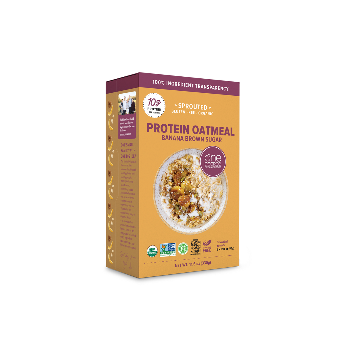 Instant Protein Oatmeal, Sprouted Banana Brown Sugar, Organic