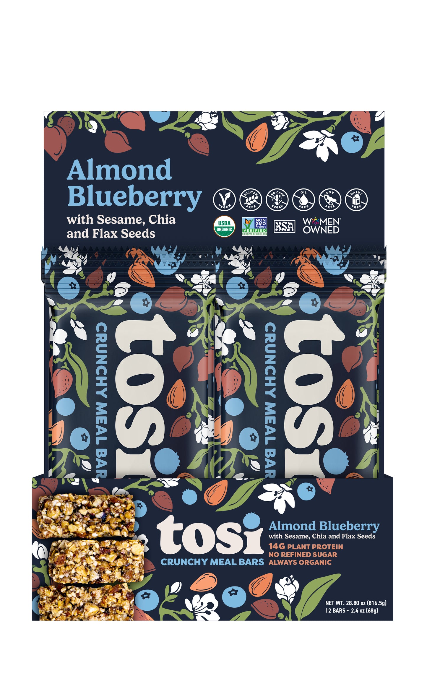 Crunchy Meal Bar, Almond Blueberry, Organic