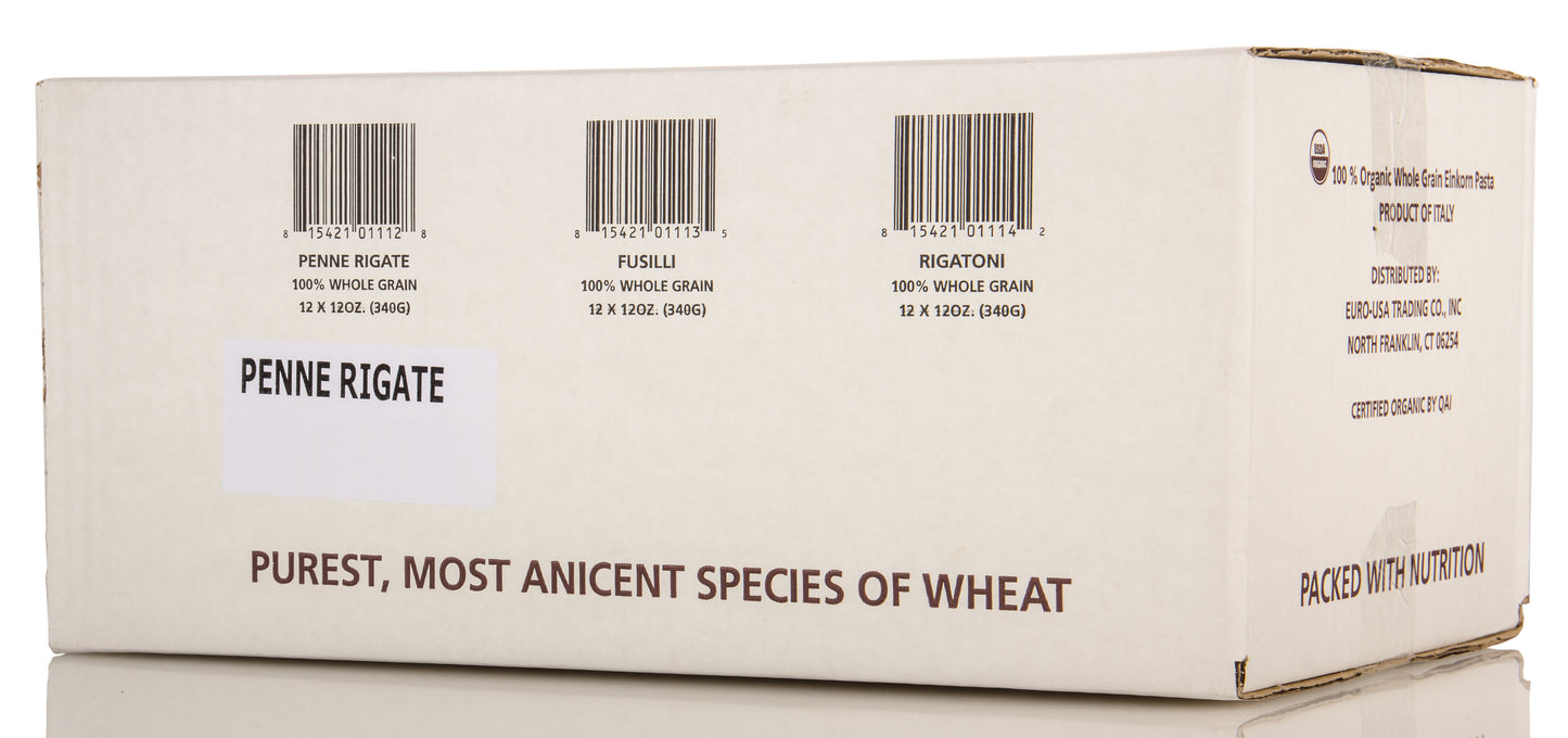 Pasta, Einkorn, Whole Wheat, Penne Rigate, Organic