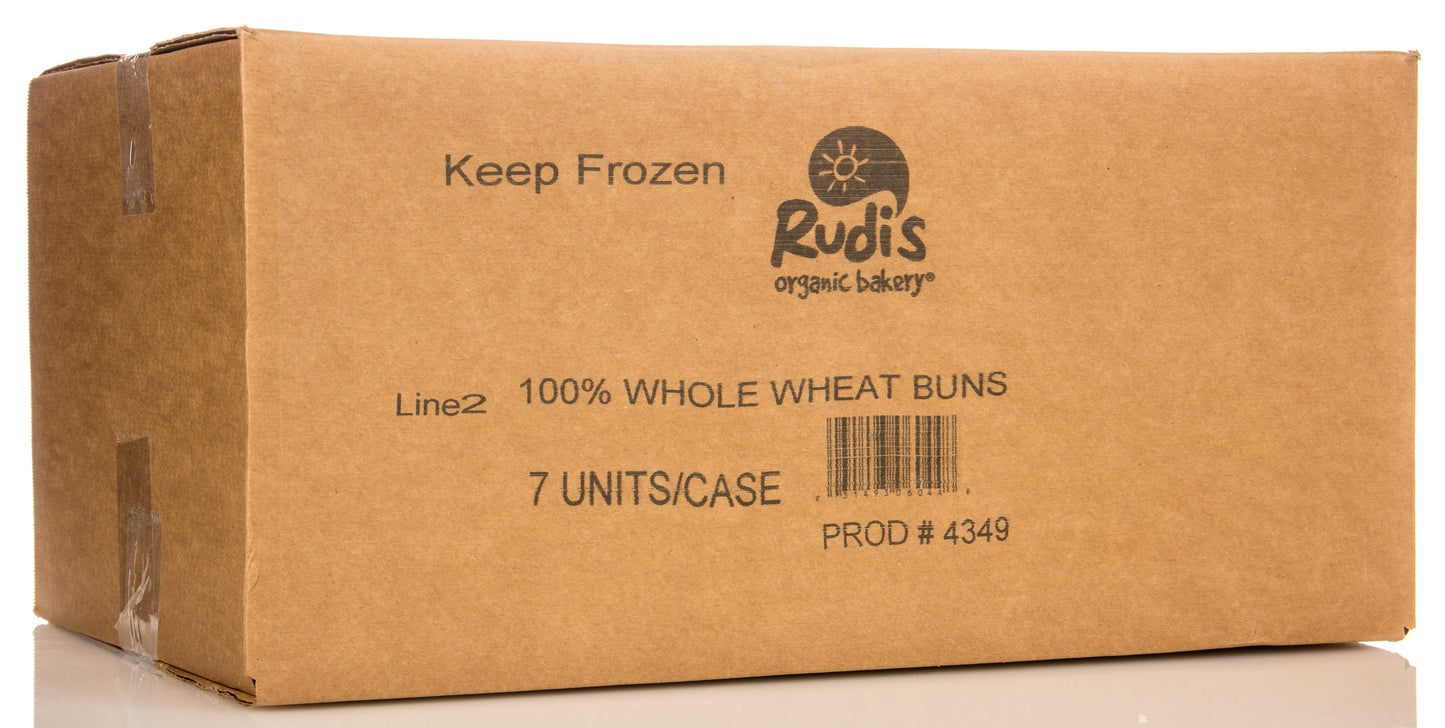 100% Whole Wheat Hamburger Buns, Frozen, Organic