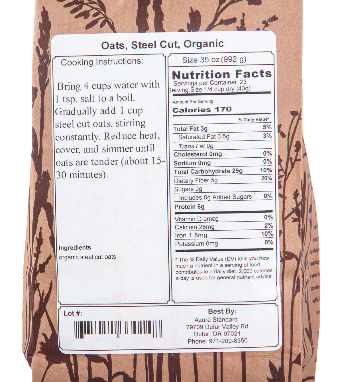 Oats, Steel Cut, Organic
