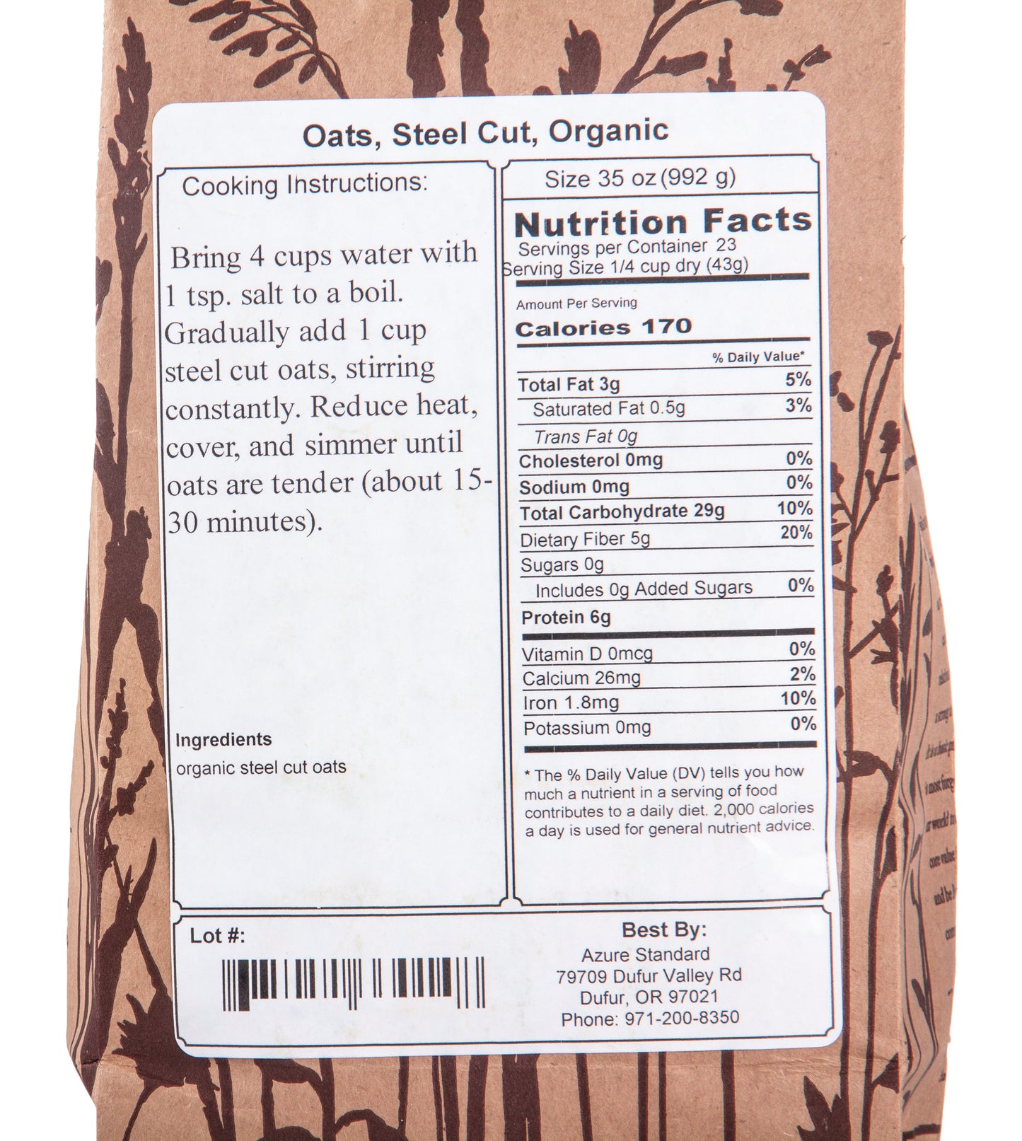 Oats, Steel Cut, Organic