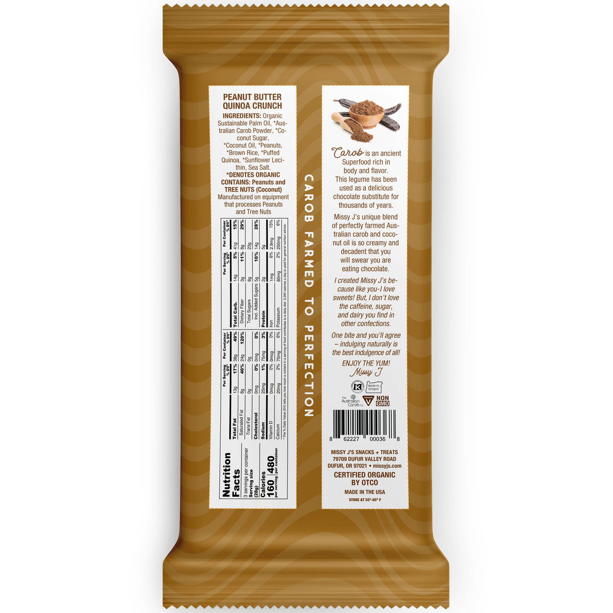 Carob Candy Bar, Peanut Butter Qunioa Crunch, Organic