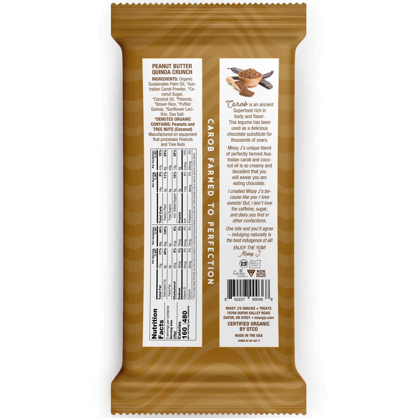Carob Candy Bar, Peanut Butter Qunioa Crunch, Organic