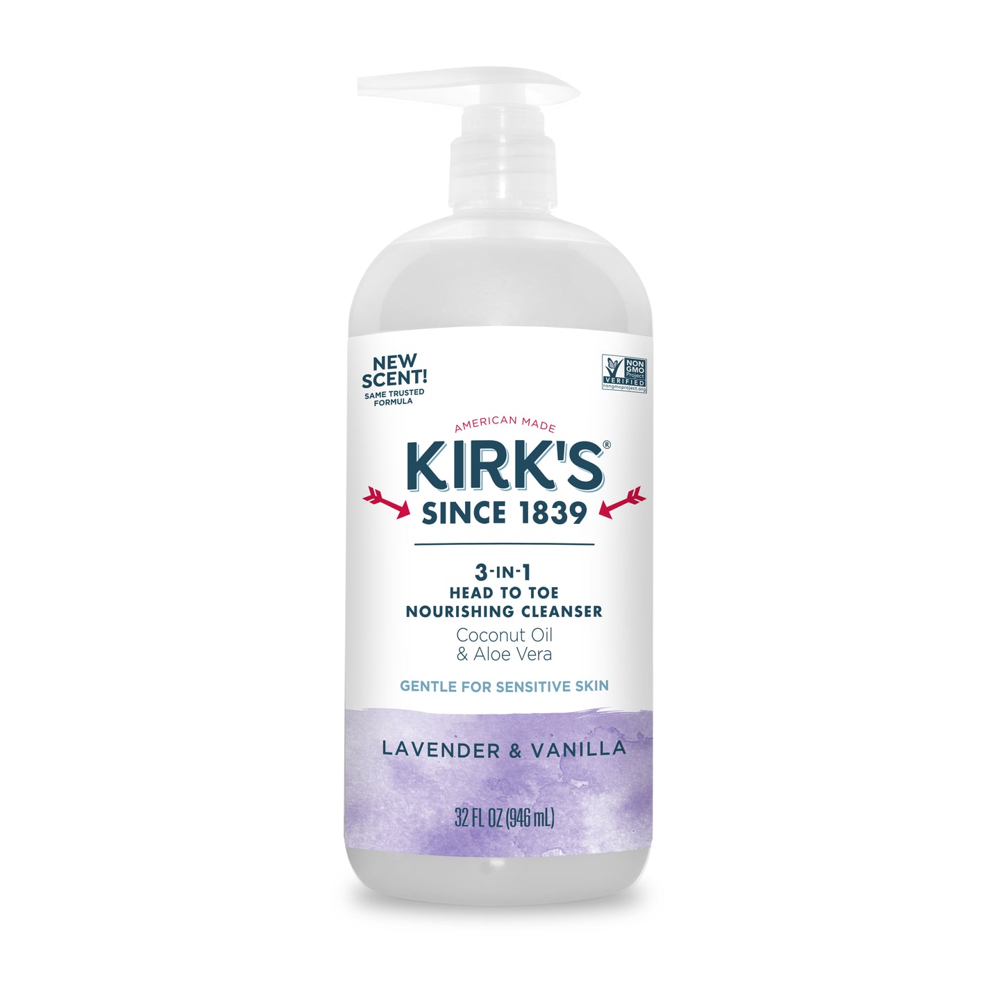Body Wash, 3 in 1 Head to Toe Nourishing Cleanser, Lavender & Vanilla