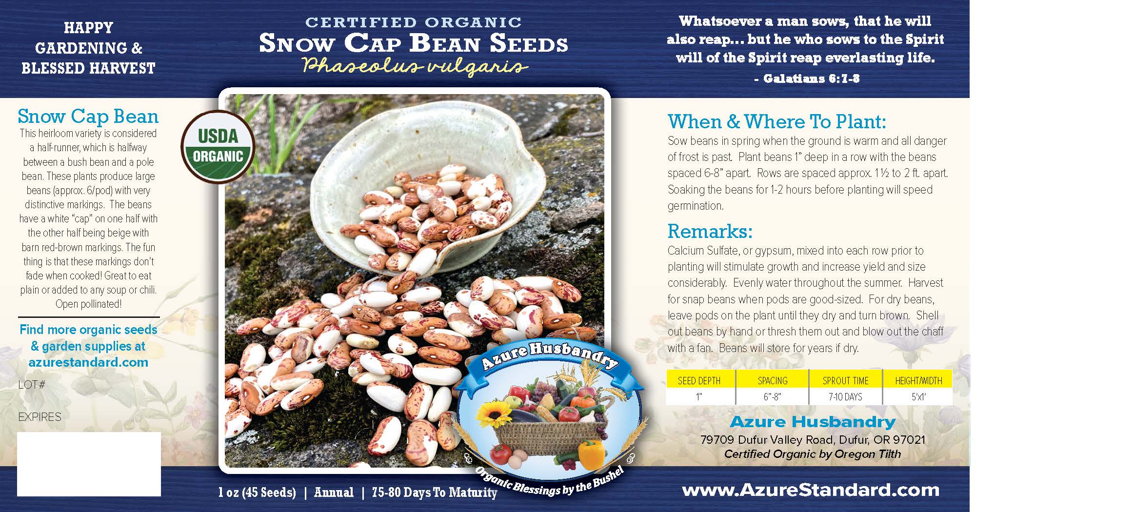 Snow Cap Bean Seed, Organic – Montavilla Food Co-op