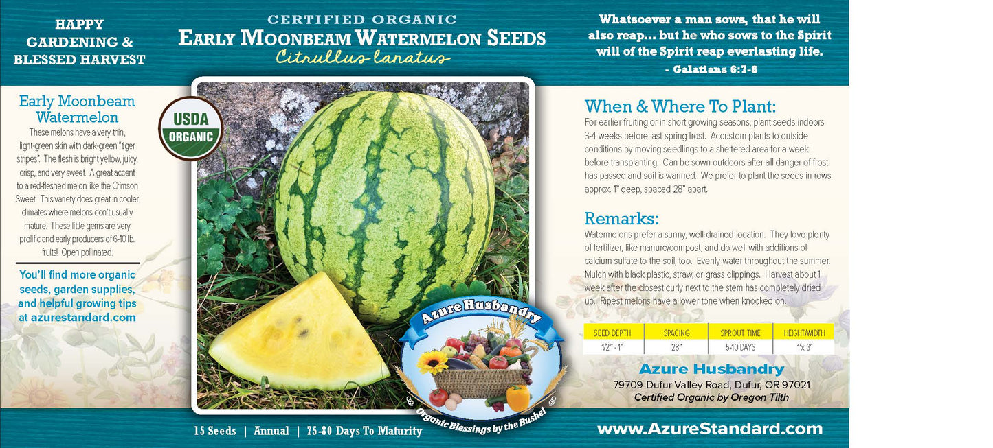 Early Moonbeam Watermelon Seed, Organic