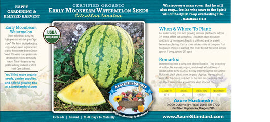 Early Moonbeam Watermelon Seed, Organic