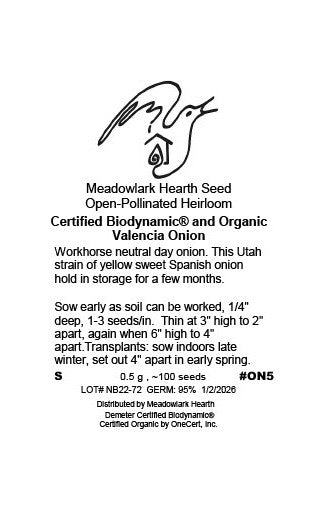Onion Seed, Valencia, Organic