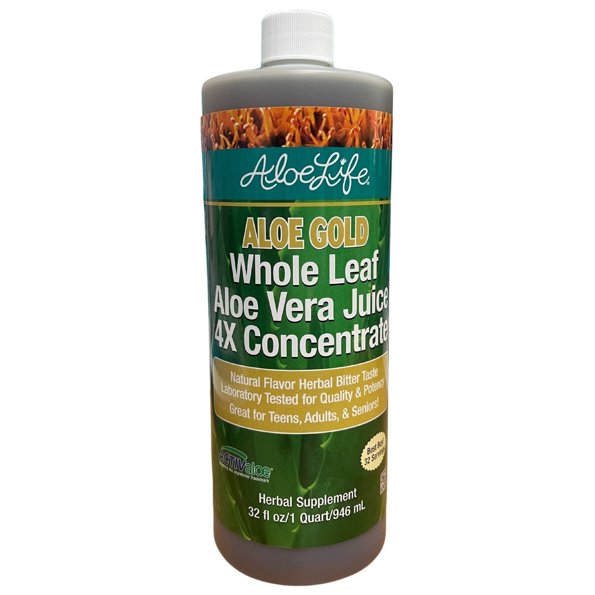Aloe Gold, Whole Aloe Vera Leaf Juice, 4x Concentrate
