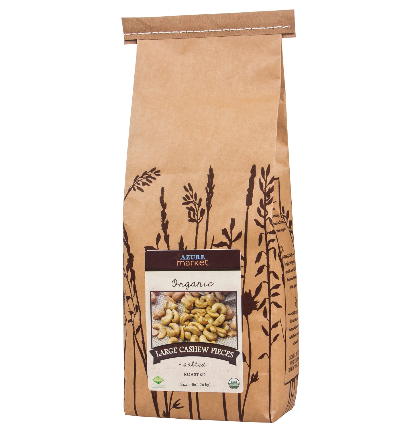 Cashews, Roasted, Large White Pieces, Salted, Organic