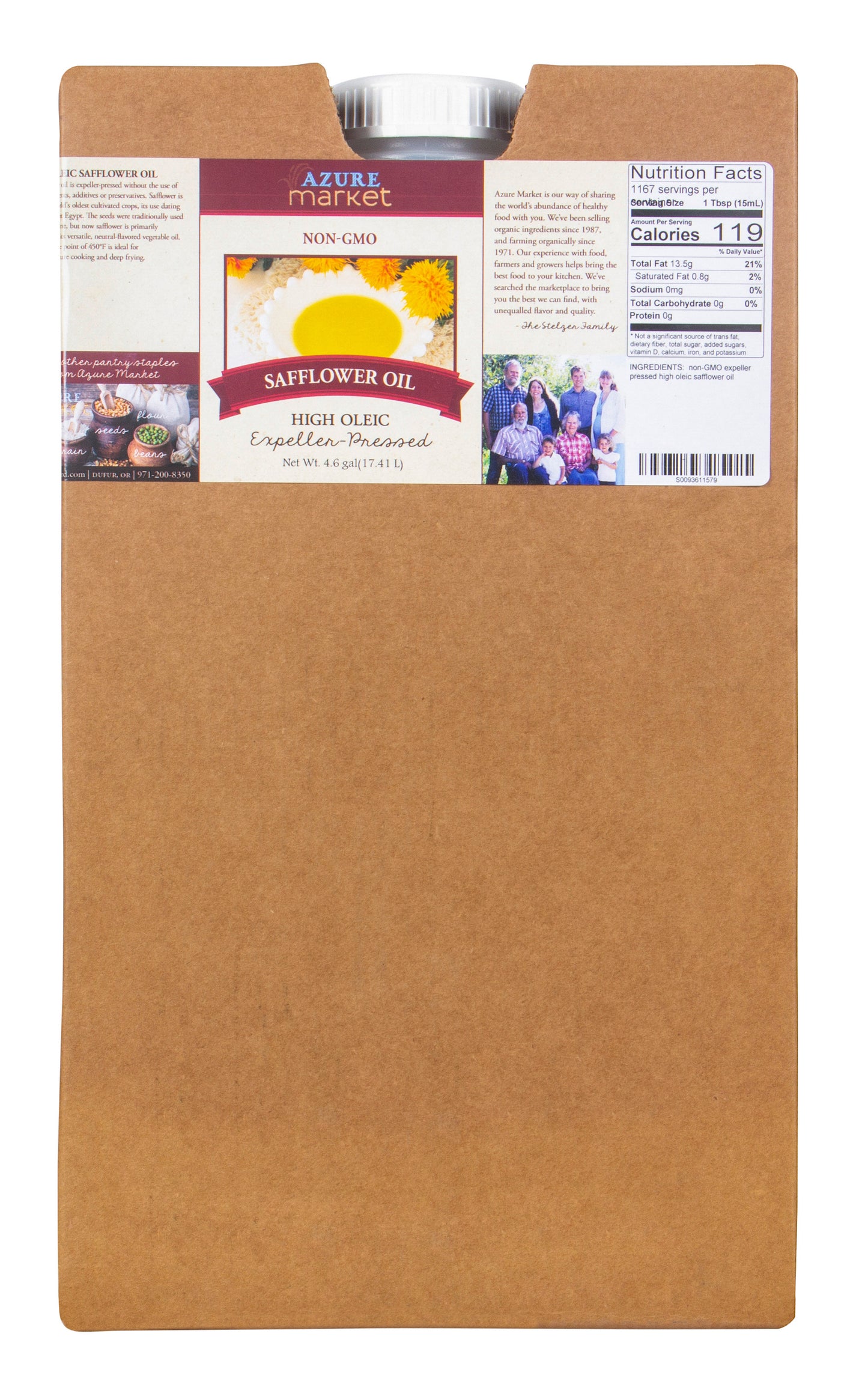 Safflower Oil, Expeller Pressed High Oleic, Non GMO