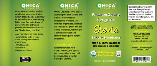 Stevia Extract Sweetener Powder, Organic