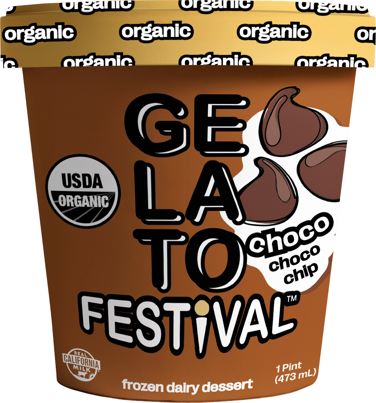 Gelato, Chocolate Choco Chip, Frozen, Organic
