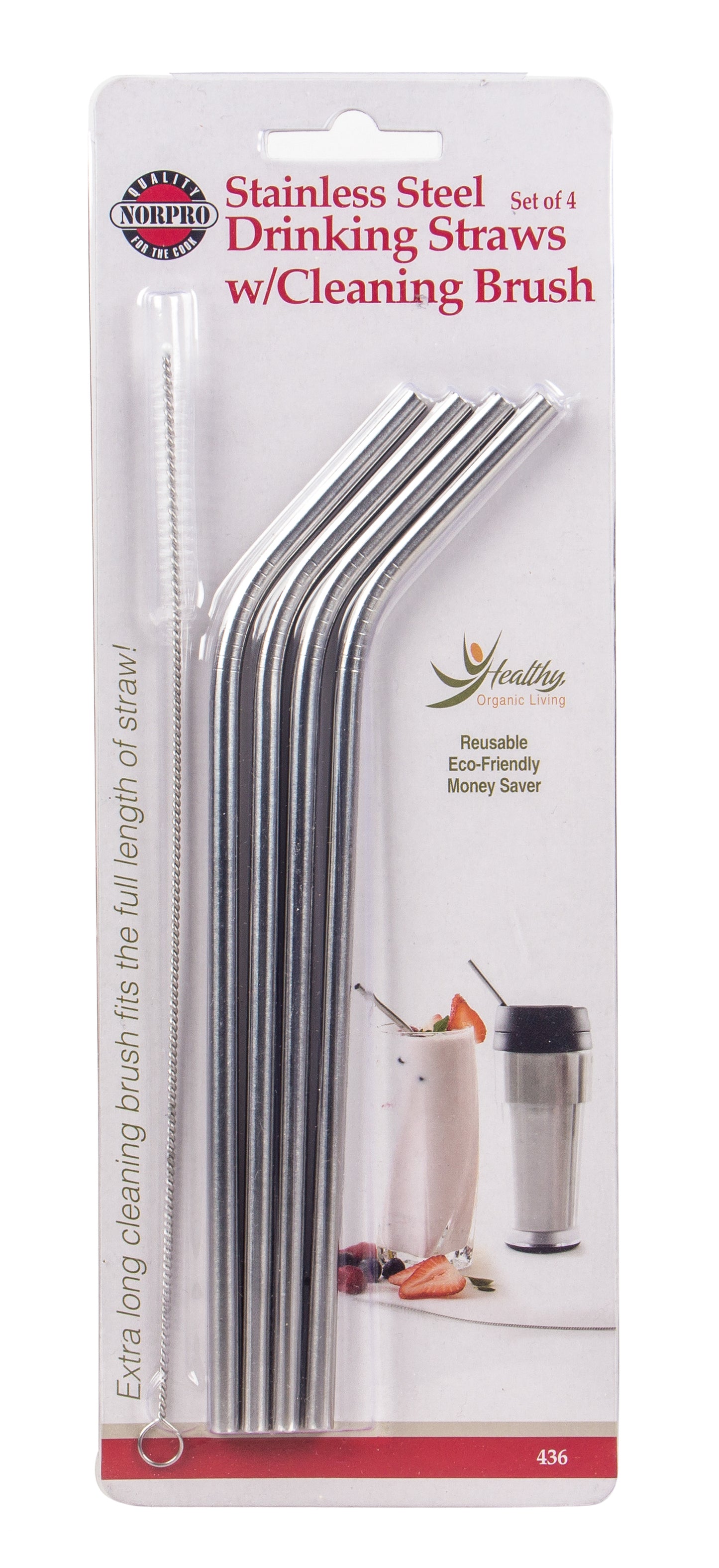 Drinking Straws with Cleaning Brush, Stainless Steel