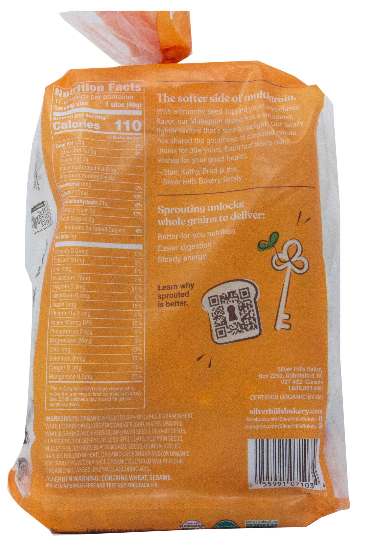 Bread, Multigrain Sprouted Wheat, Frozen