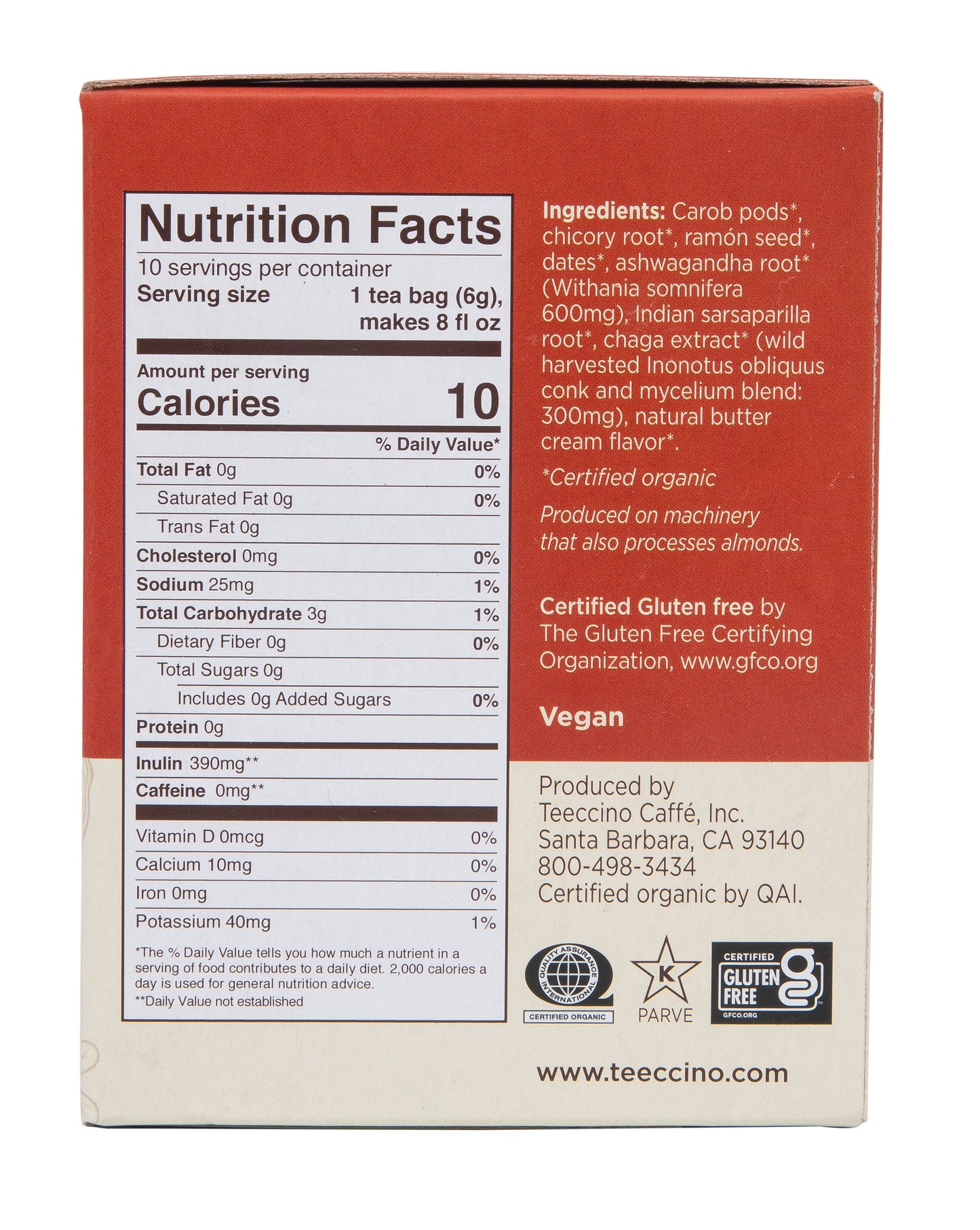 Chaga Ashwagandha, Mushroom Herbal Tea, Organic