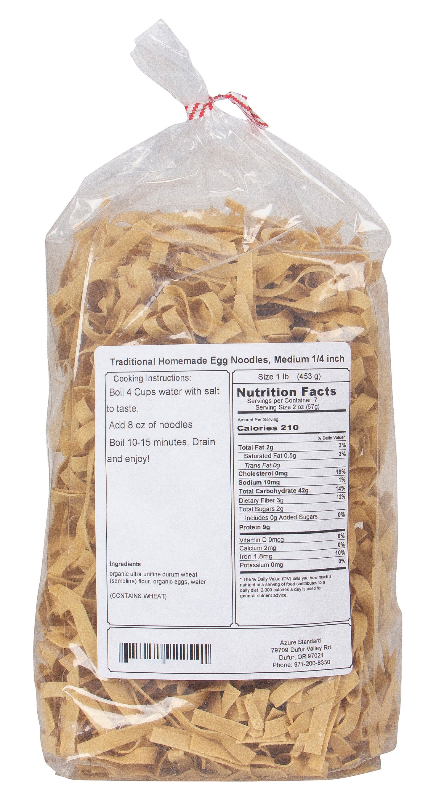 Traditional Homemade Egg Noodles, Medium 1/4 inch