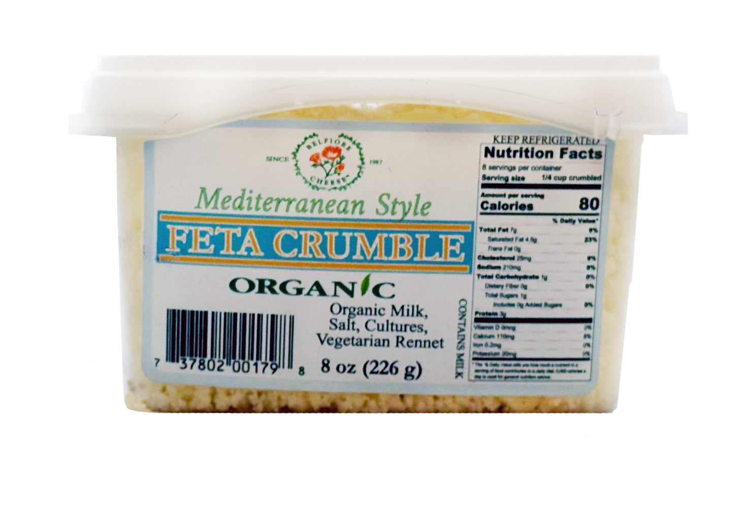 Feta Cheese Crumble, Mediterranean Style, Organic