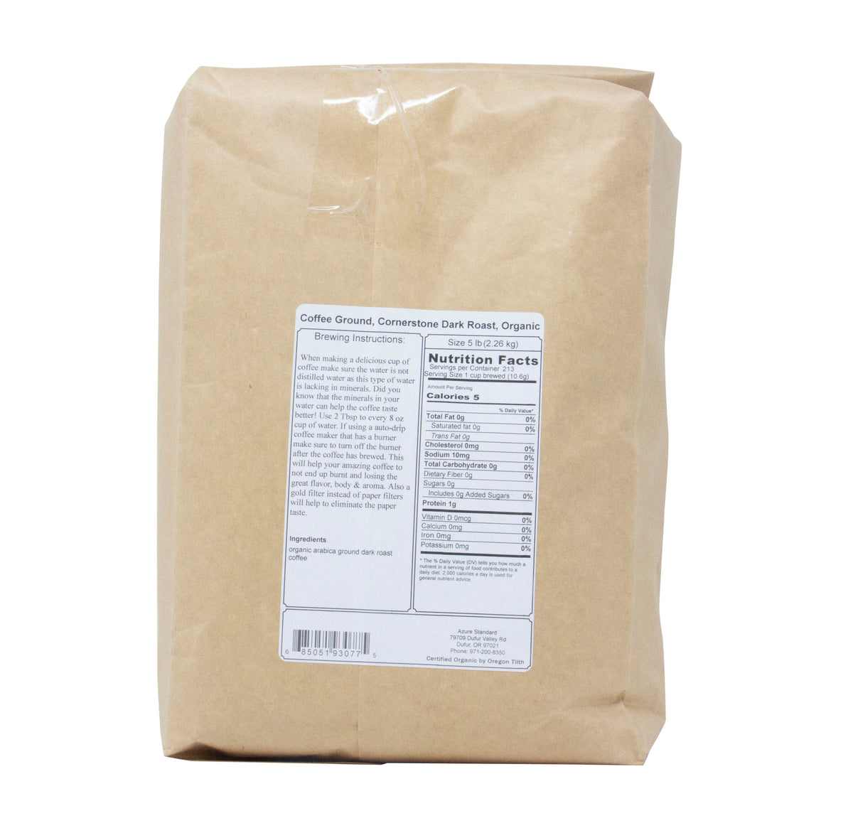 Coffee Ground, Cornerstone Dark Roast, Organic