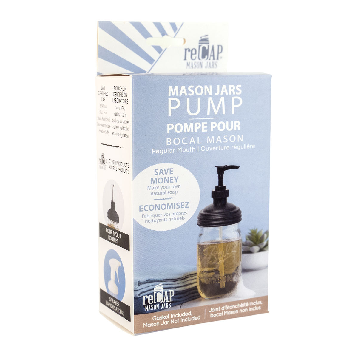 Mason Jar Soap Dispenser Lid & Pump, Regular Mouth, Black