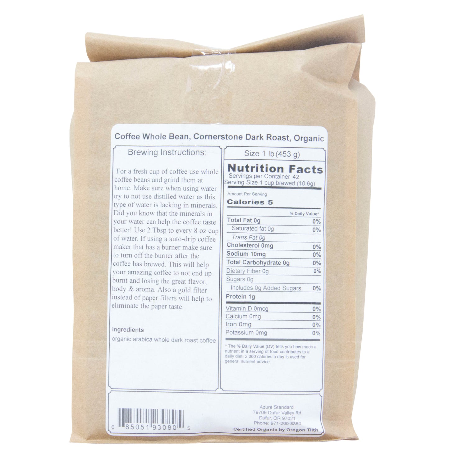 Coffee Whole Bean, Cornerstone Dark Roast, Organic