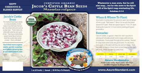 Jacob's Cattle Bean Seed, Organic