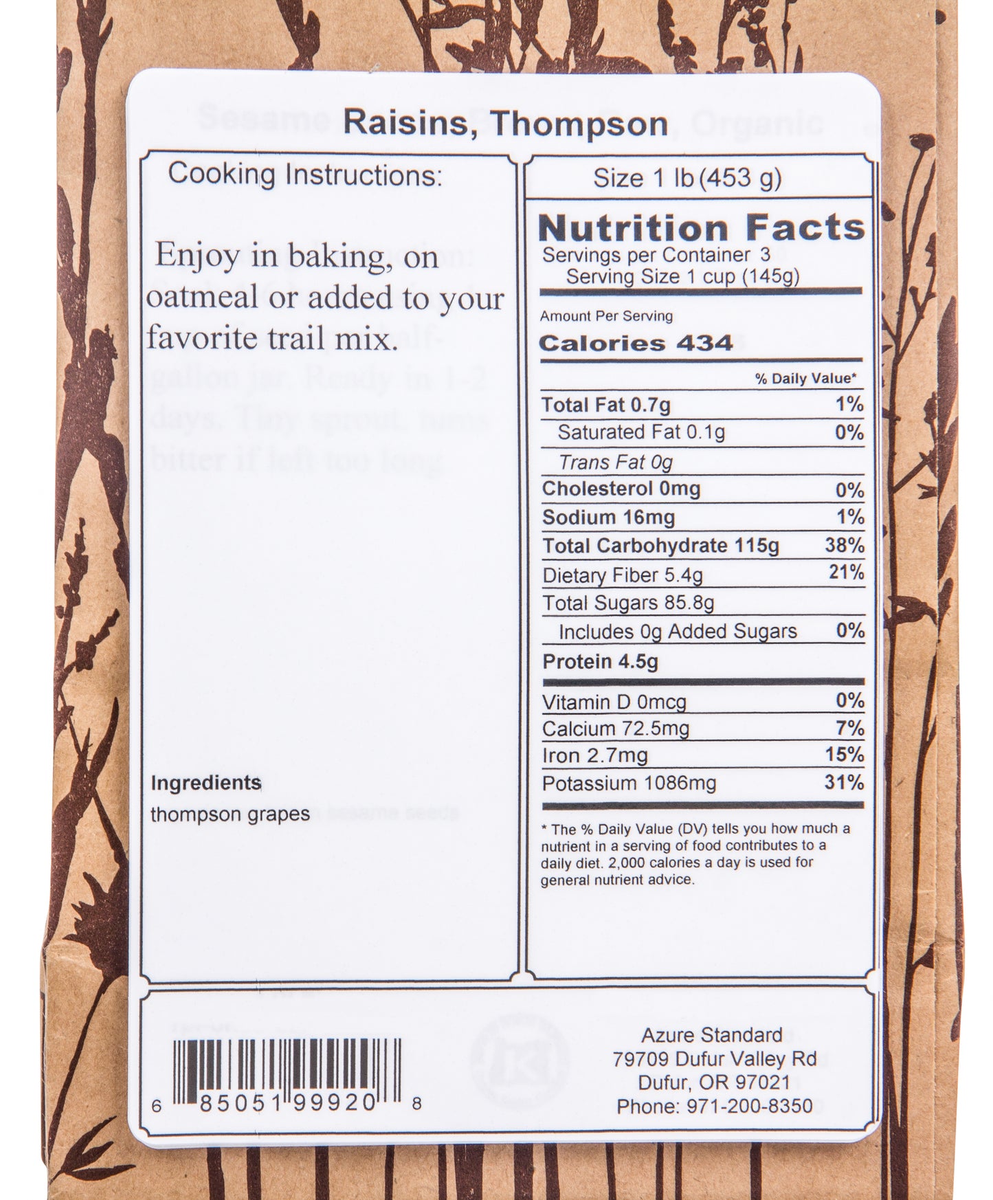Raisins, Thompson