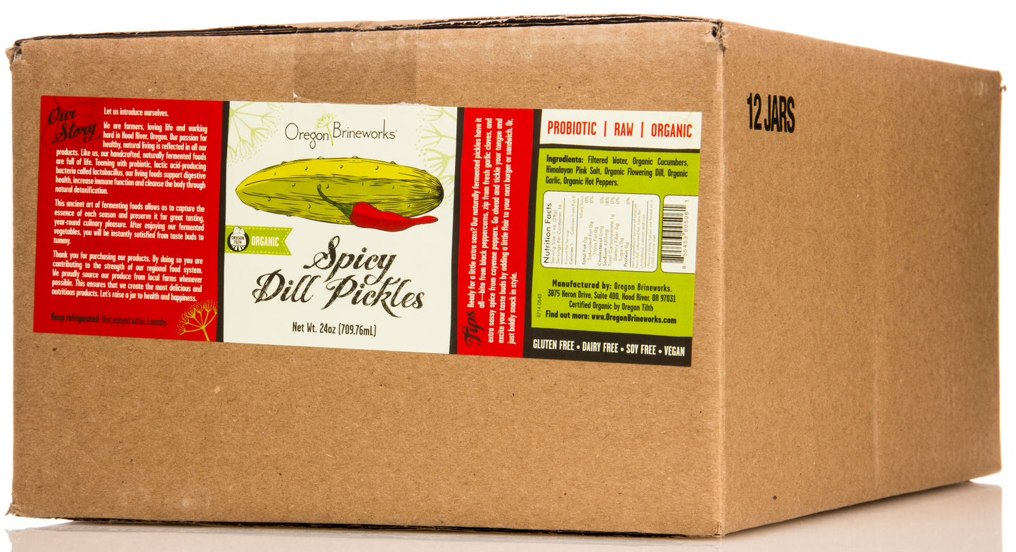 Spicy Dill Pickles, Raw, Fermented, Organic