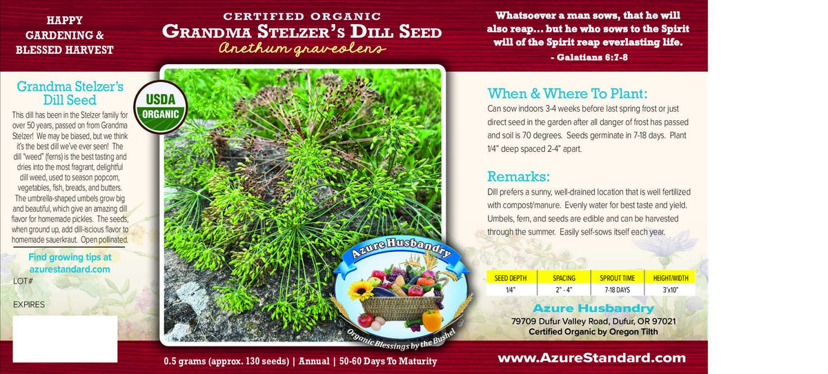 Grandma Stelzer's Dill Seed, Organic