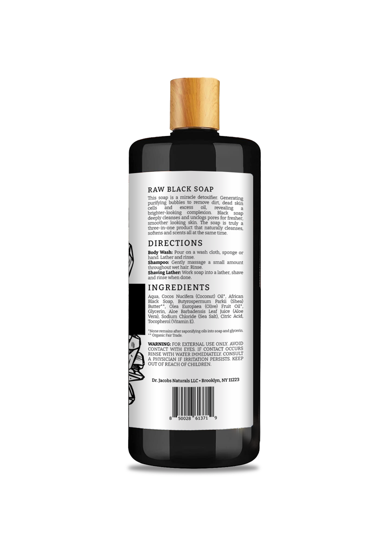 Black Soap Body Wash, Plant Based Raw