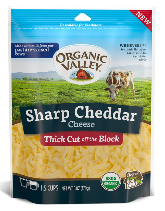 Cheddar Cheese, Sharp, Thick Shredded, Organic