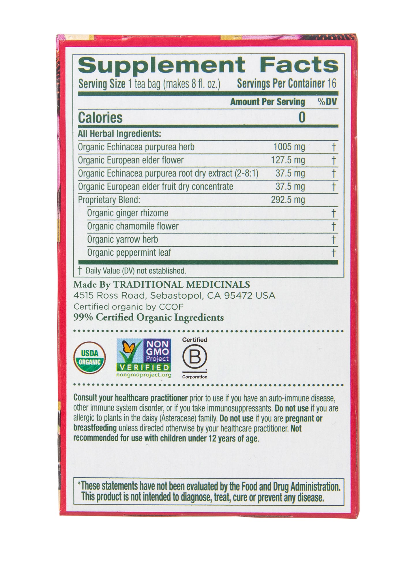 Echinacea Plus Elderberry, Tea, Organic