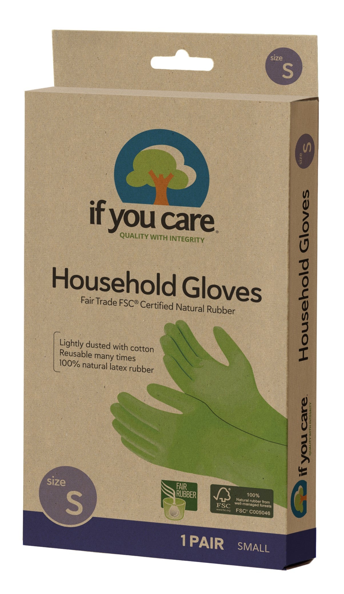 Household Gloves, Cotton Flock Lined, Small