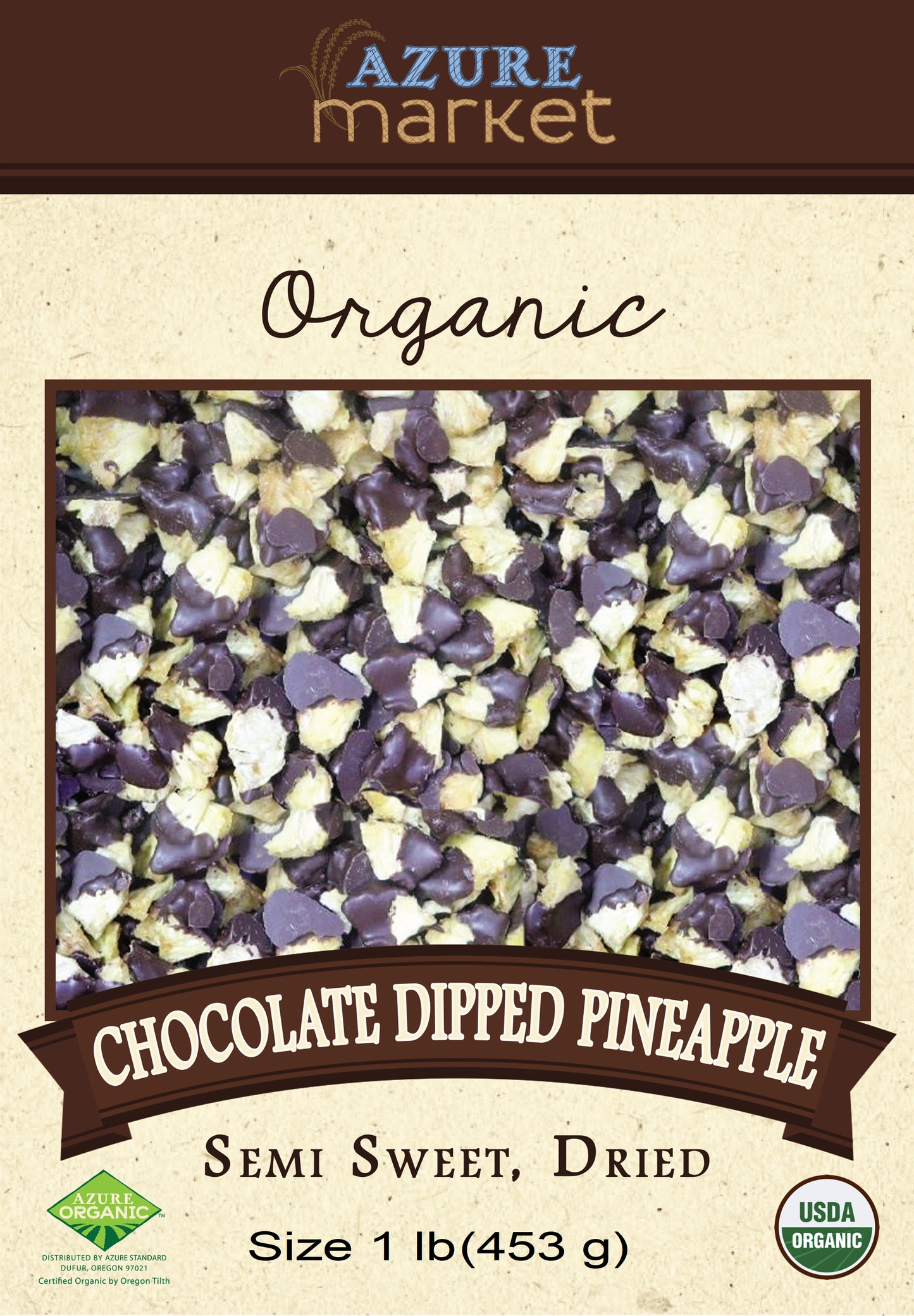 Semi Sweet Chocolate Dipped Dried Pineapple, Organic