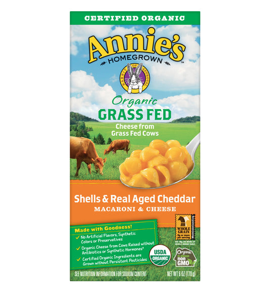 Macaroni & Cheese, Shells & Real Aged Cheddar Grass Fed, Organic