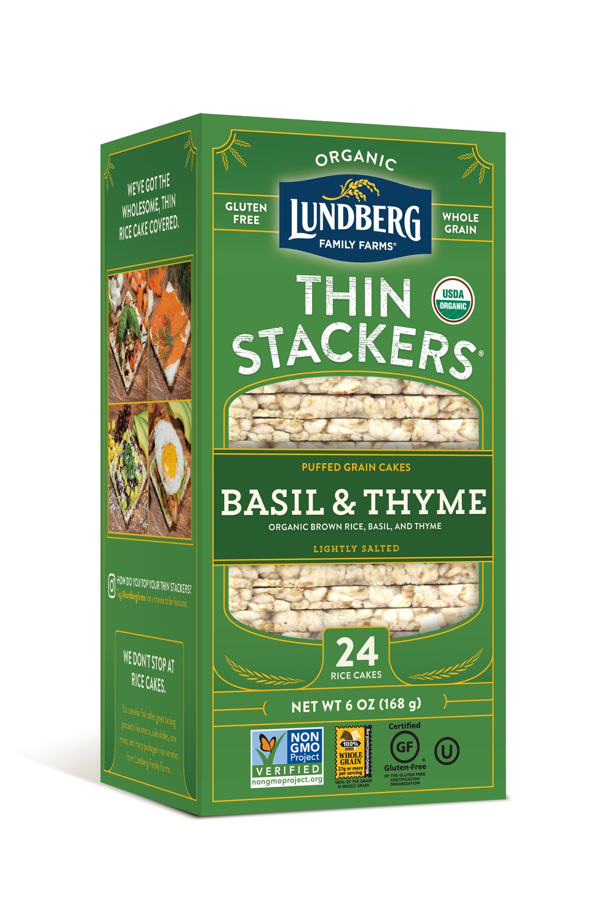 Thin Brown Rice Cakes, Basil Thyme, Organic
