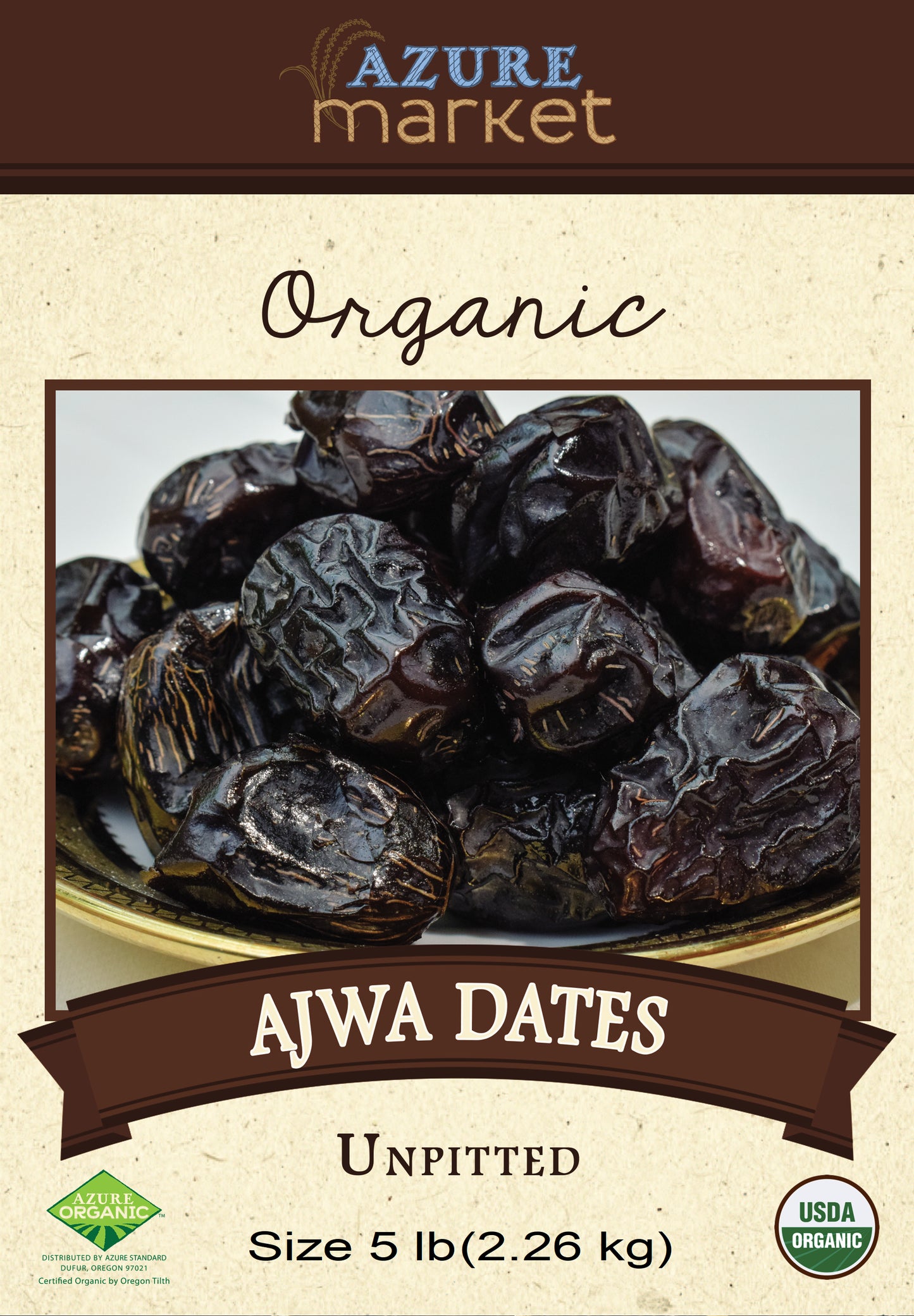 Dates, Ajwa, Unpitted, Organic