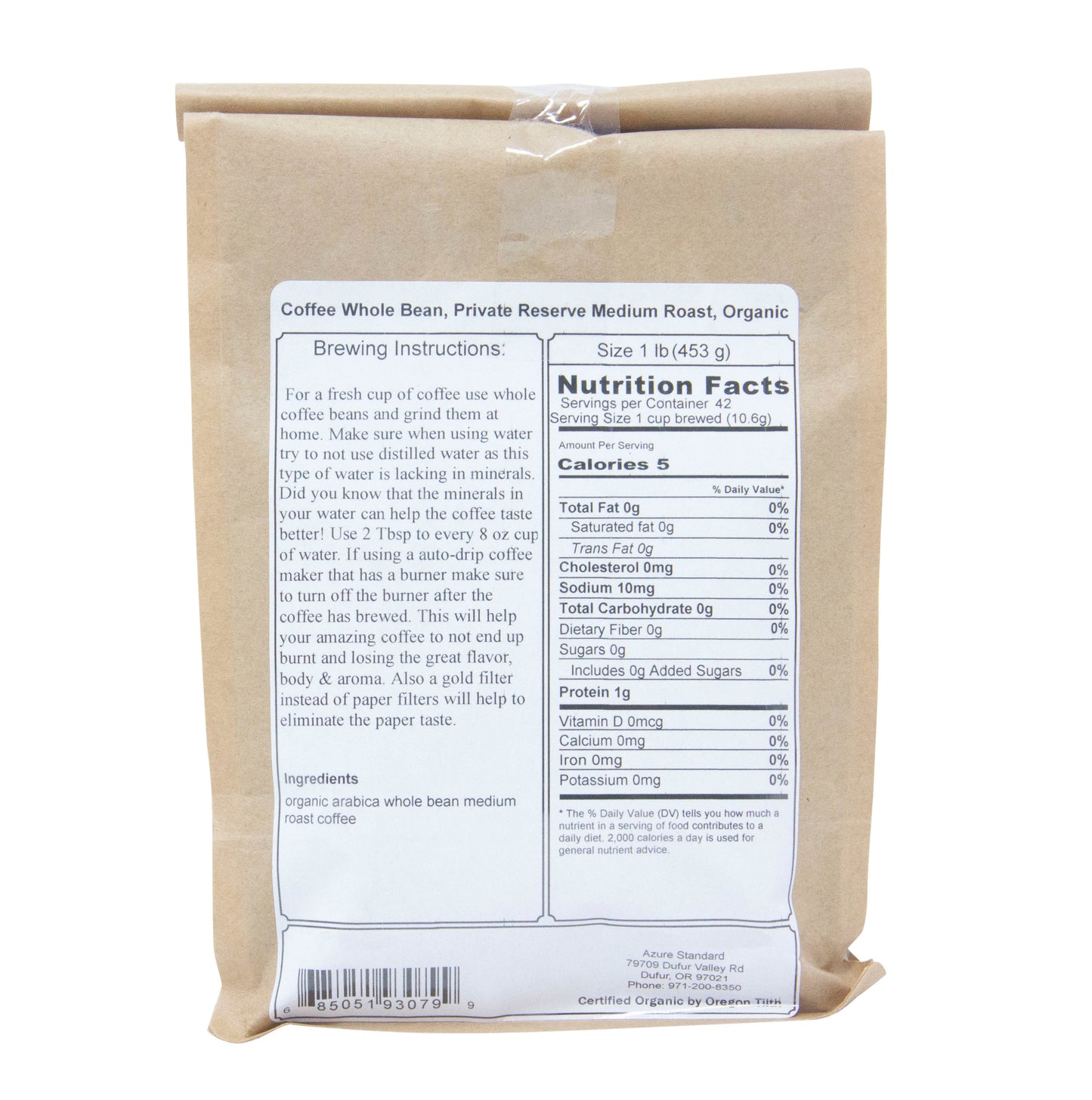 Coffee Whole Bean, Private Reserve Medium Roast, Organic